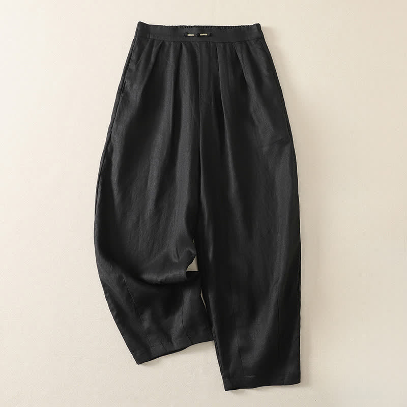 Nimara Ritual Summer Casual Minimalist Solid Cropped Pants Pleated Women's Harem Pants With Pockets