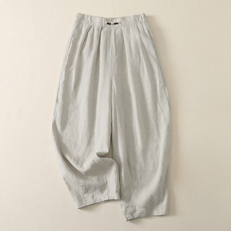 Nimara Ritual Summer Casual Minimalist Solid Cropped Pants Pleated Women's Harem Pants With Pockets