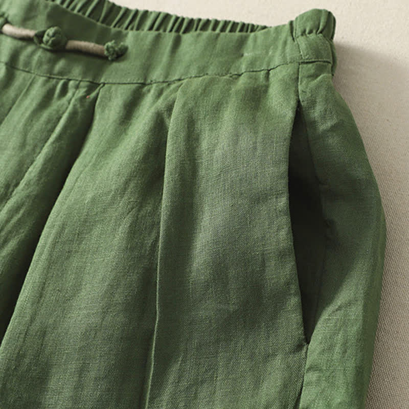 Nimara Ritual Summer Casual Minimalist Solid Cropped Pants Pleated Women's Harem Pants With Pockets