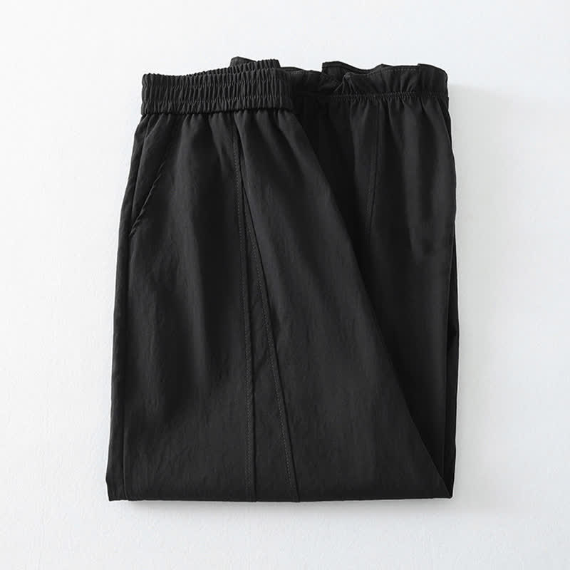 Nimara Ritual Summer Casual Minimalist Solid Ruffled Hem Ankle Pants Women's Harem Pants With Pockets