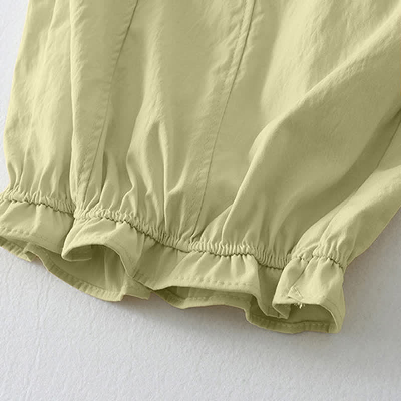 Nimara Ritual Summer Casual Minimalist Solid Ruffled Hem Ankle Pants Women's Harem Pants With Pockets