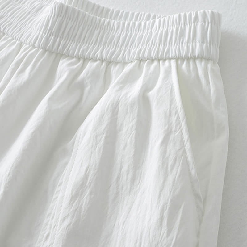 Nimara Ritual Summer Casual Minimalist Solid Ruffled Hem Ankle Pants Women's Harem Pants With Pockets