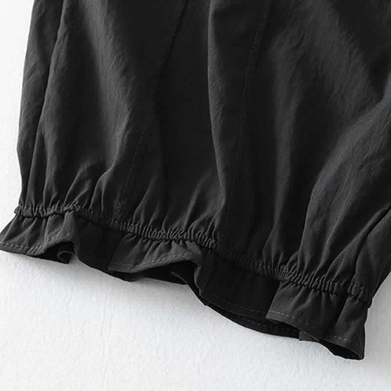 Nimara Ritual Summer Casual Minimalist Solid Ruffled Hem Ankle Pants Women's Harem Pants With Pockets
