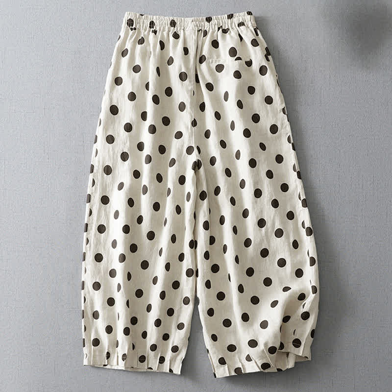 Nimara Ritual Summer Casual Vintage Drawstring Floral Polka dots Cropped Pants Women's Harem Pants With Pocket