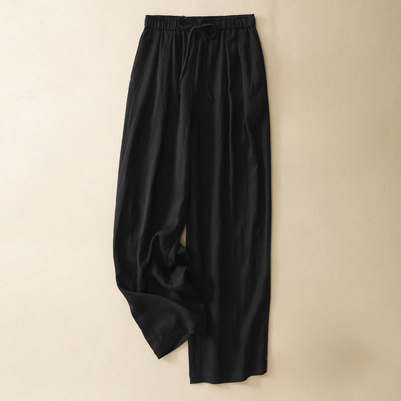 Nimara Ritual Summer Casual Minimalist Drawstring Solid Long Pants Women's Tapered Pants With Pockets
