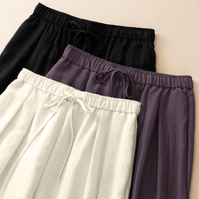 Nimara Ritual Summer Casual Minimalist Drawstring Solid Long Pants Women's Tapered Pants With Pockets