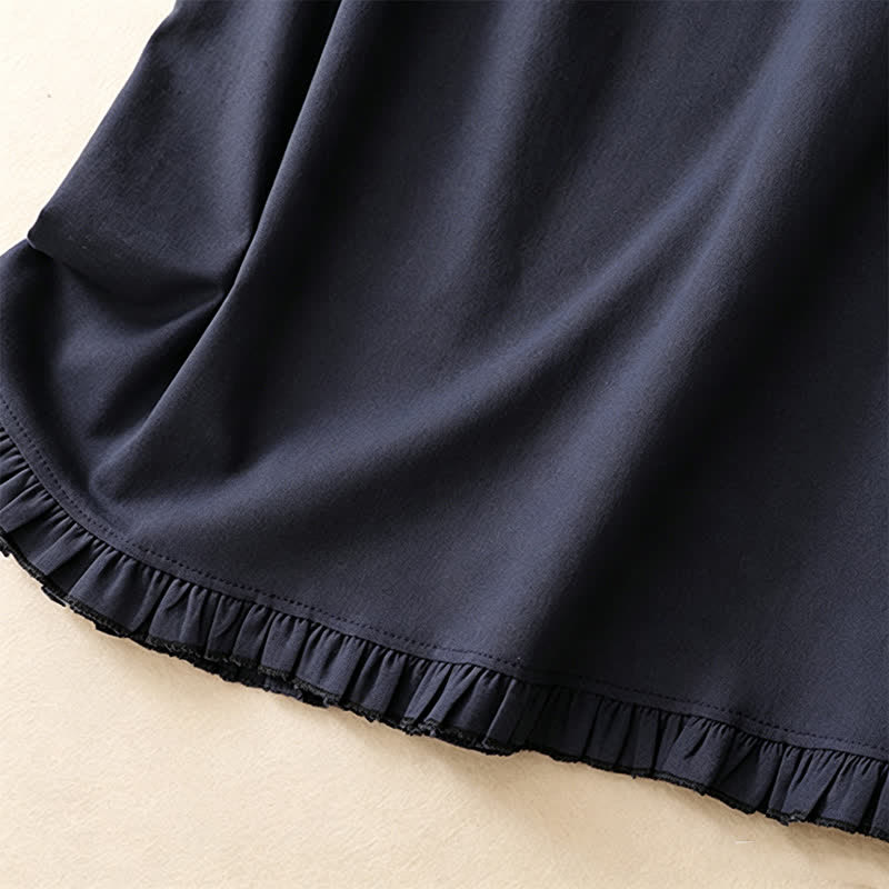 Nimara Ritual Summer Casual Minimalist Drawstring Ruffled Lace-up Solid Women's Skirts With Pocket