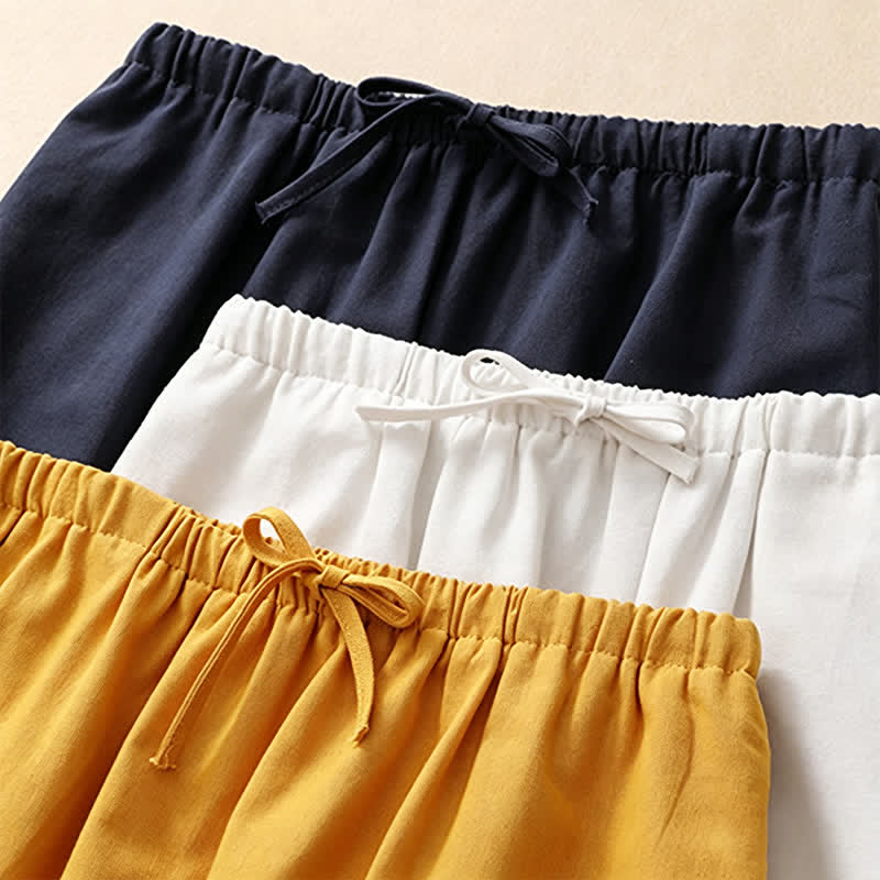 Nimara Ritual Summer Casual Minimalist Drawstring Ruffled Lace-up Solid Women's Skirts With Pocket