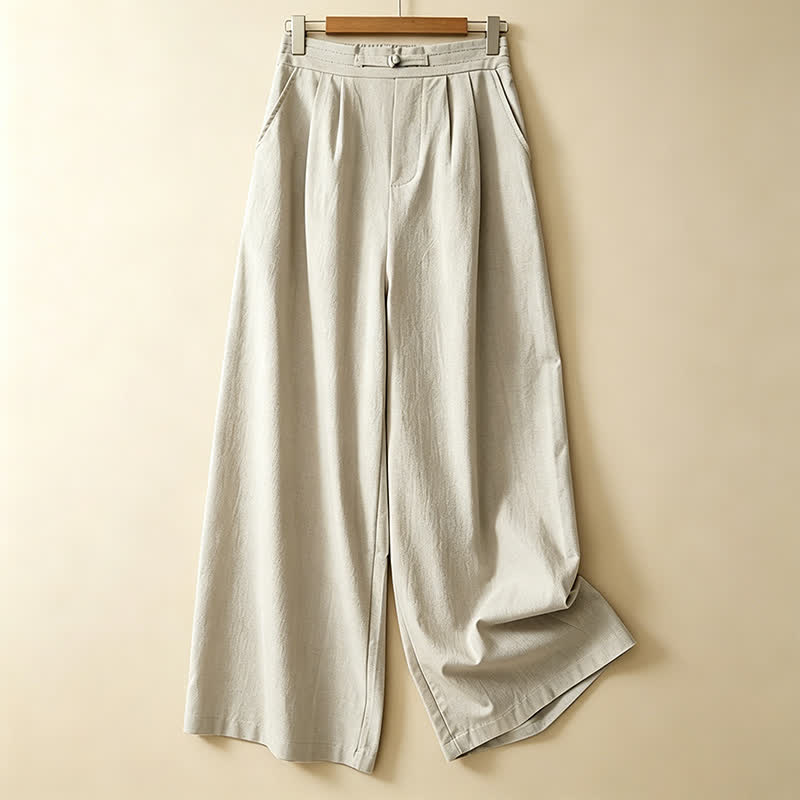 Nimara Ritual Summer Casual Minimalist Solid Ankle Pants One Frog Button Women's Straight Leg Pants With Pockets