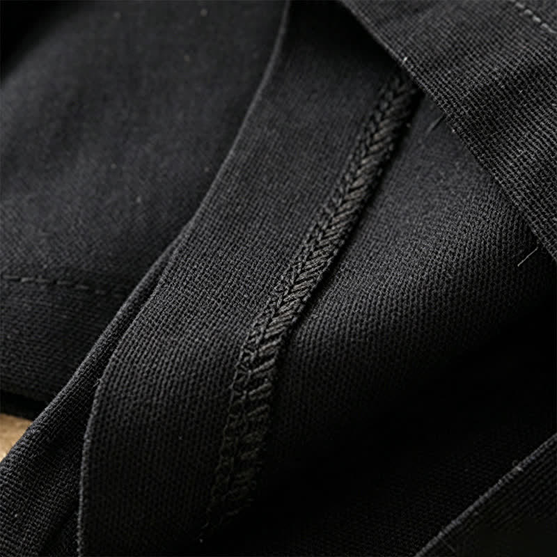 Nimara Ritual Summer Casual Minimalist Solid Ankle Pants One Frog Button Women's Straight Leg Pants With Pockets