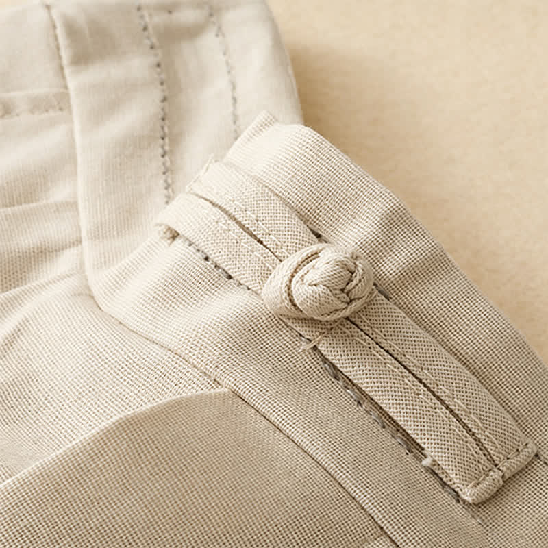 Nimara Ritual Summer Casual Minimalist Solid Ankle Pants One Frog Button Women's Straight Leg Pants With Pockets