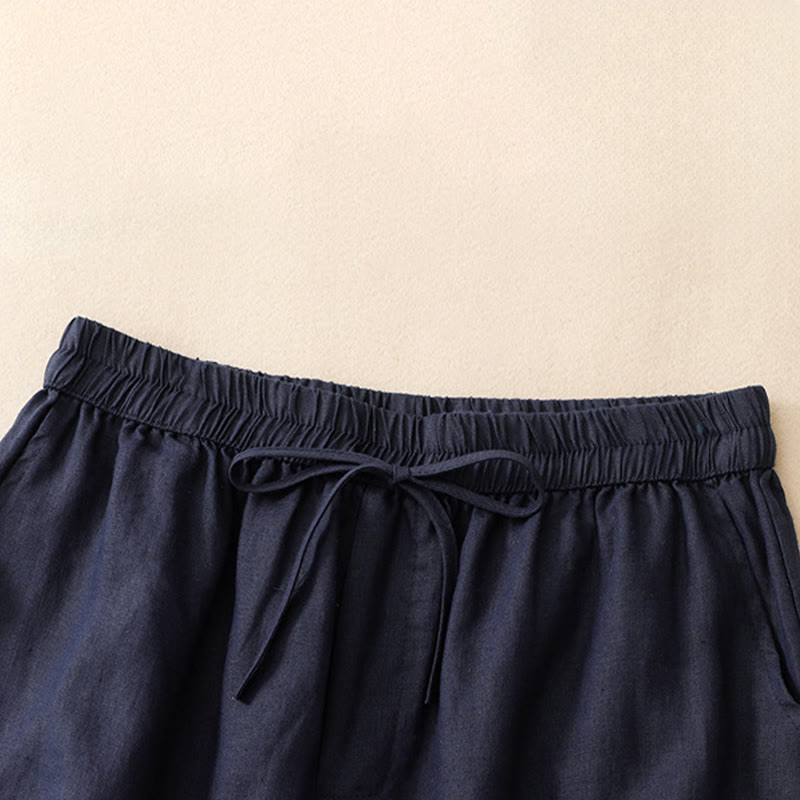 Nimara Ritual Summer Casual Minimalist Drawstring Embroidery Wavy Lines Geometric Women's Shorts With Pockets