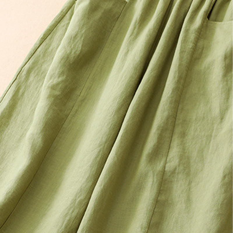 Nimara Ritual Summer Casual Solid Elastic Waist Cropped Pants Women's Wide Leg Pants With Pockets