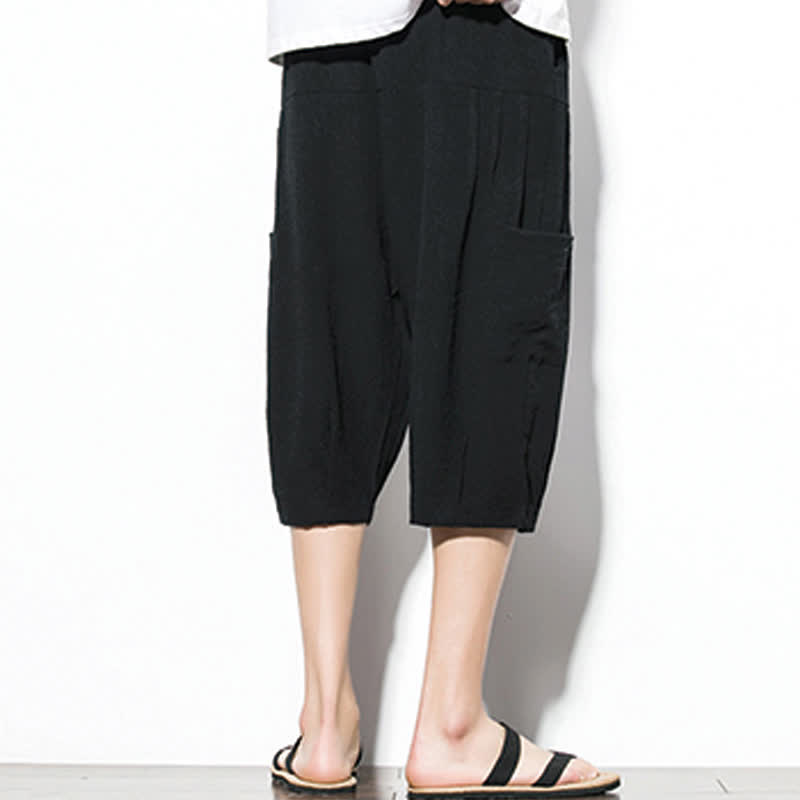 Nimara Ritual Summer Casual Minimalist Drawstring Solid Men's Cropped Pants With Pocket