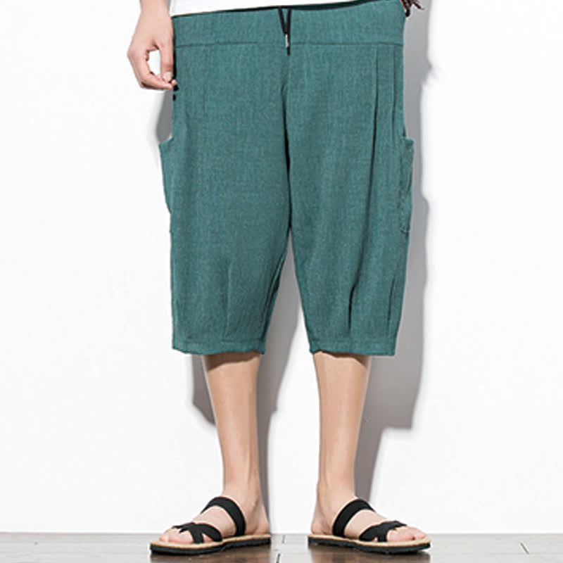 Nimara Ritual Summer Casual Minimalist Drawstring Solid Men's Cropped Pants With Pocket