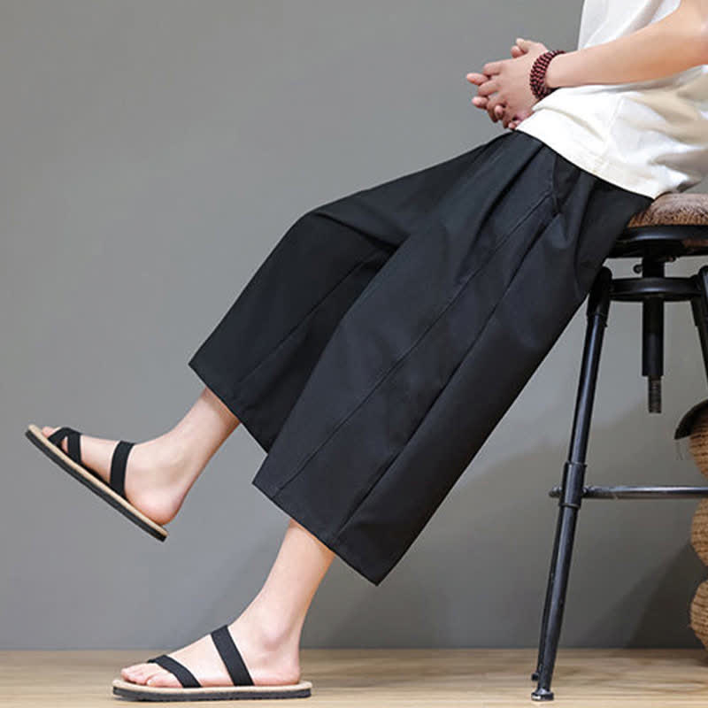 Nimara Ritual Summer Casual Minimalist Drawstring Solid Men's Cropped Pants With Pocket