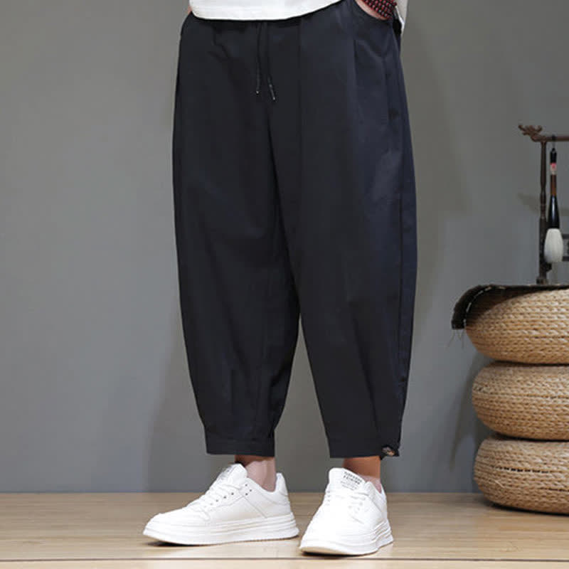 Nimara Ritual Summer Casual Minimalist Drawstring Solid Men's Cropped Pants With Pocket
