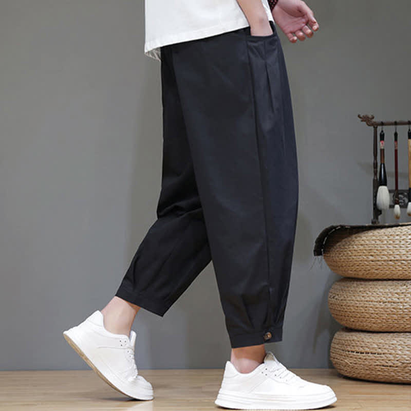 Nimara Ritual Summer Casual Minimalist Drawstring Solid Men's Cropped Pants With Pocket