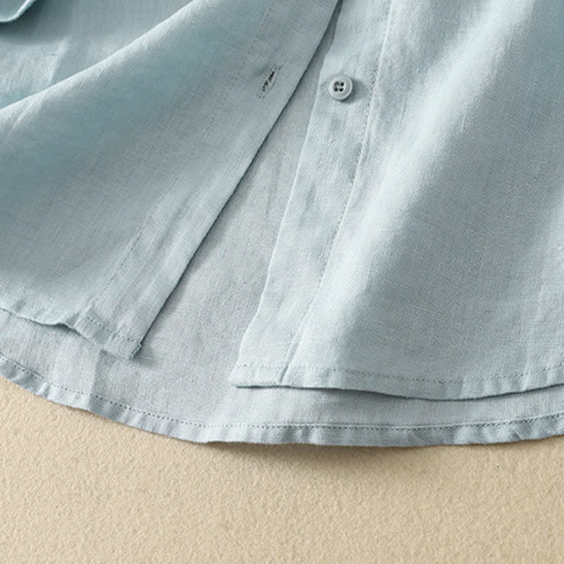 Nimara Ritual Summer Casual Minimalist Button-Up Solid Women's Short Sleeve Shirts With Pocket