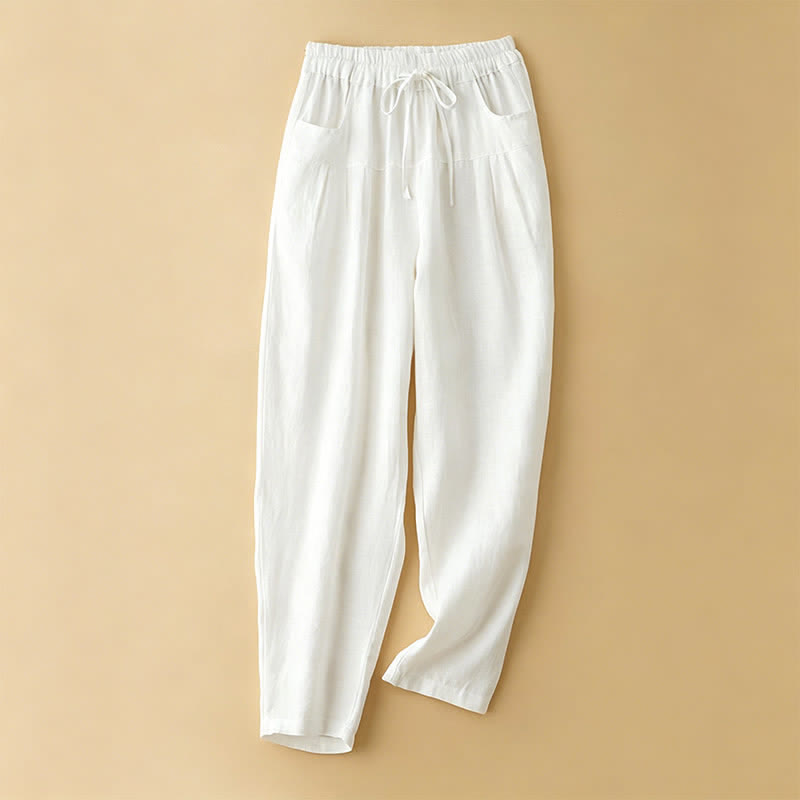 Nimara Ritual Summer Casual Minimalist Drawstring Solid Ankle Pants Women's Harem Pants With Pocket