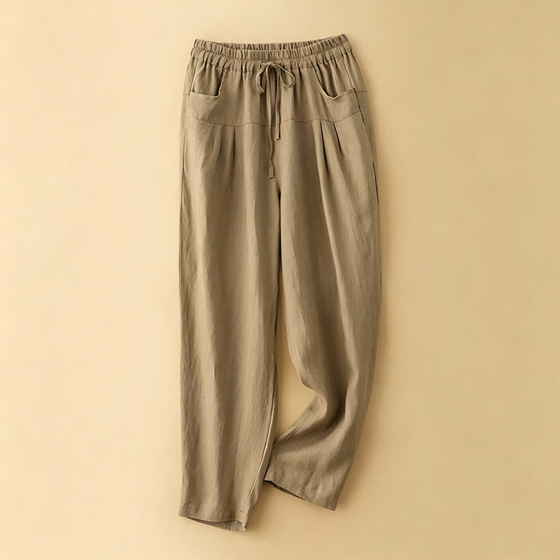 Nimara Ritual Summer Casual Minimalist Drawstring Solid Ankle Pants Women's Harem Pants With Pocket