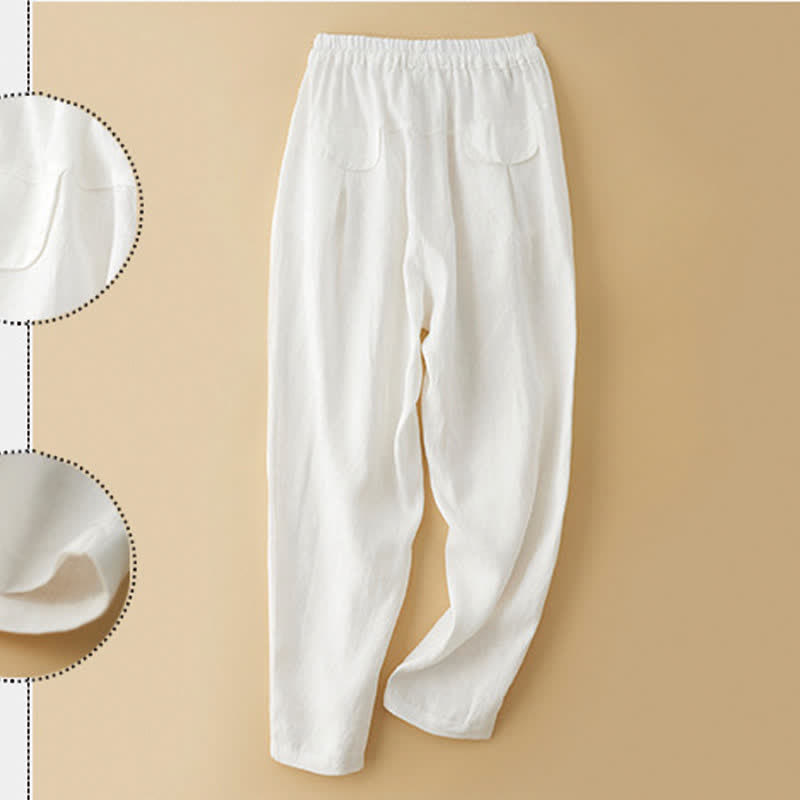 Nimara Ritual Summer Casual Minimalist Drawstring Solid Ankle Pants Women's Harem Pants With Pocket