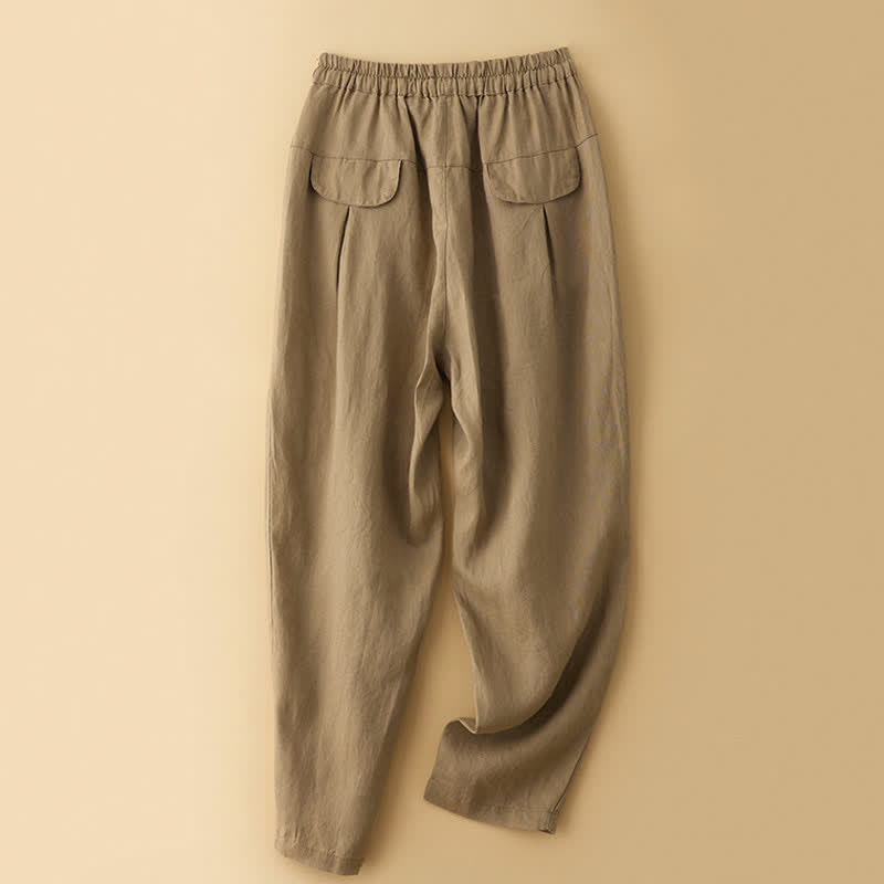 Nimara Ritual Summer Casual Minimalist Drawstring Solid Ankle Pants Women's Harem Pants With Pocket