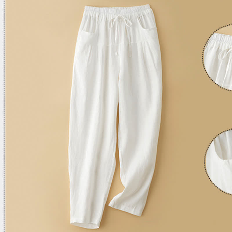 Nimara Ritual Summer Casual Minimalist Drawstring Solid Ankle Pants Women's Harem Pants With Pocket