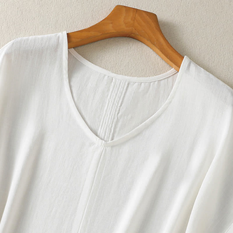 Nimara Ritual Summer Casual Minimalist Solid V-Neck Women's Short Sleeve T-Shirts