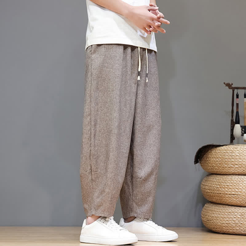 Nimara Ritual Summer Casual Minimalist Drawstring Solid Cropped Pants Men's Tapered Pants With Pockets