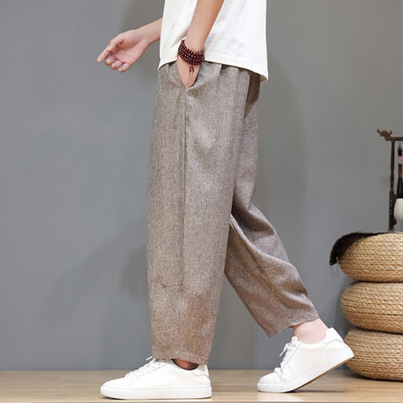 Nimara Ritual Summer Casual Minimalist Drawstring Solid Cropped Pants Men's Tapered Pants With Pockets