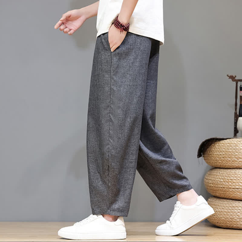 Nimara Ritual Summer Casual Minimalist Drawstring Solid Cropped Pants Men's Tapered Pants With Pockets