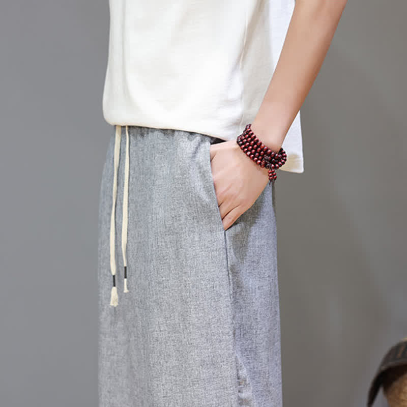 Nimara Ritual Summer Casual Minimalist Drawstring Solid Cropped Pants Men's Tapered Pants With Pockets