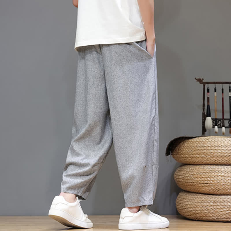 Nimara Ritual Summer Casual Minimalist Drawstring Solid Cropped Pants Men's Tapered Pants With Pockets