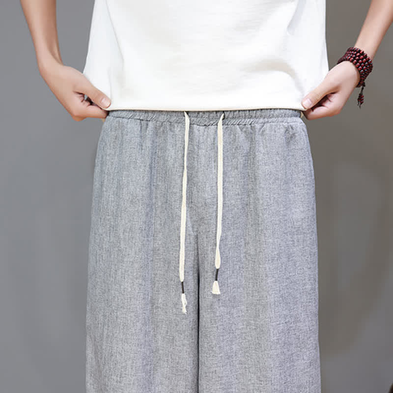 Nimara Ritual Summer Casual Minimalist Drawstring Solid Cropped Pants Men's Tapered Pants With Pockets