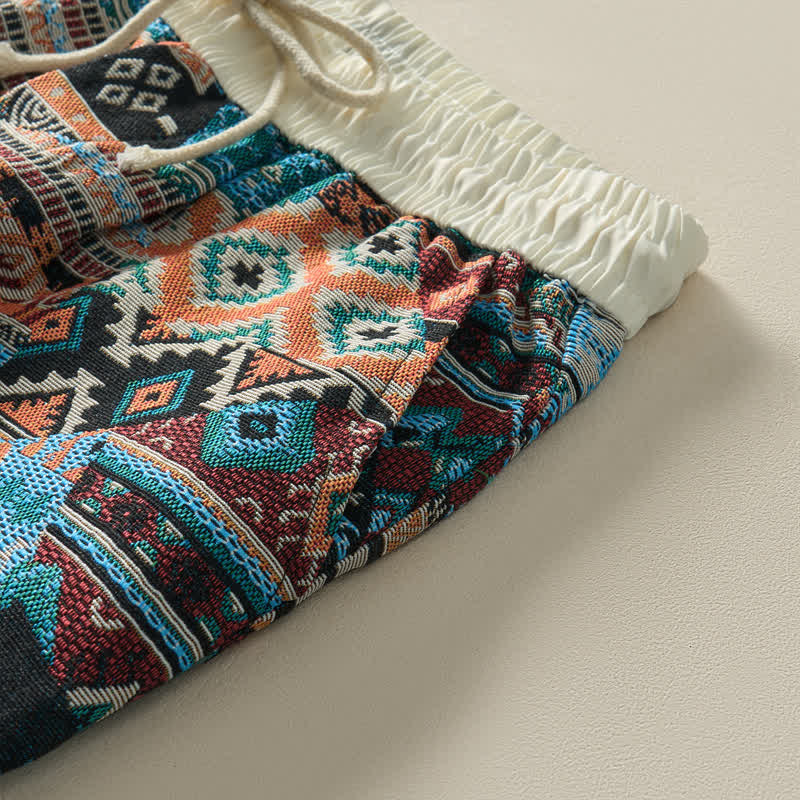 Nimara Ritual Summer Casual Boho Drawstring Geometric Men's Shorts With Pockets