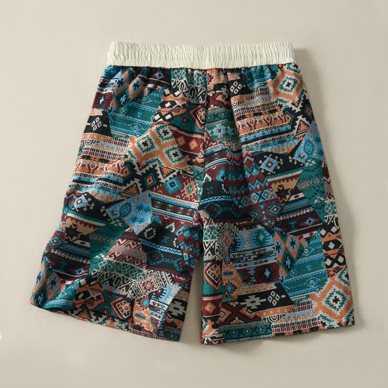 Nimara Ritual Summer Casual Boho Drawstring Geometric Men's Shorts With Pockets
