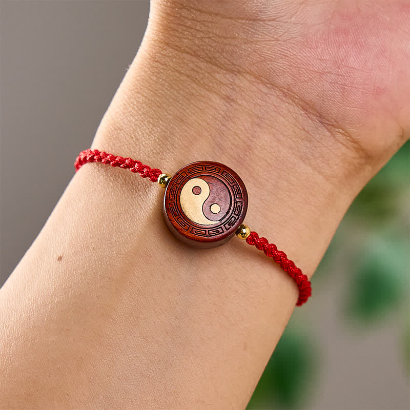 Nimara Ritual Purple Sandalwood Yin Yang Protection Red String Bracelet