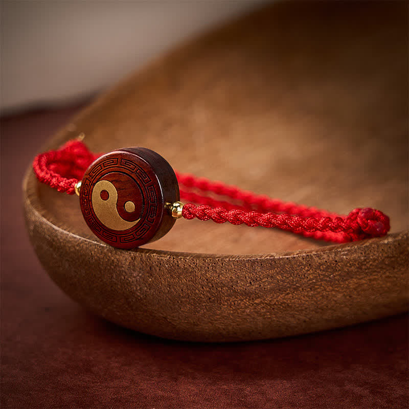 Nimara Ritual Purple Sandalwood Yin Yang Protection Red String Bracelet