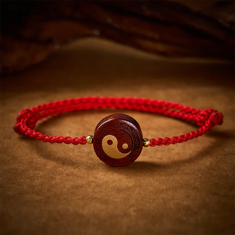 Nimara Ritual Purple Sandalwood Yin Yang Protection Red String Bracelet
