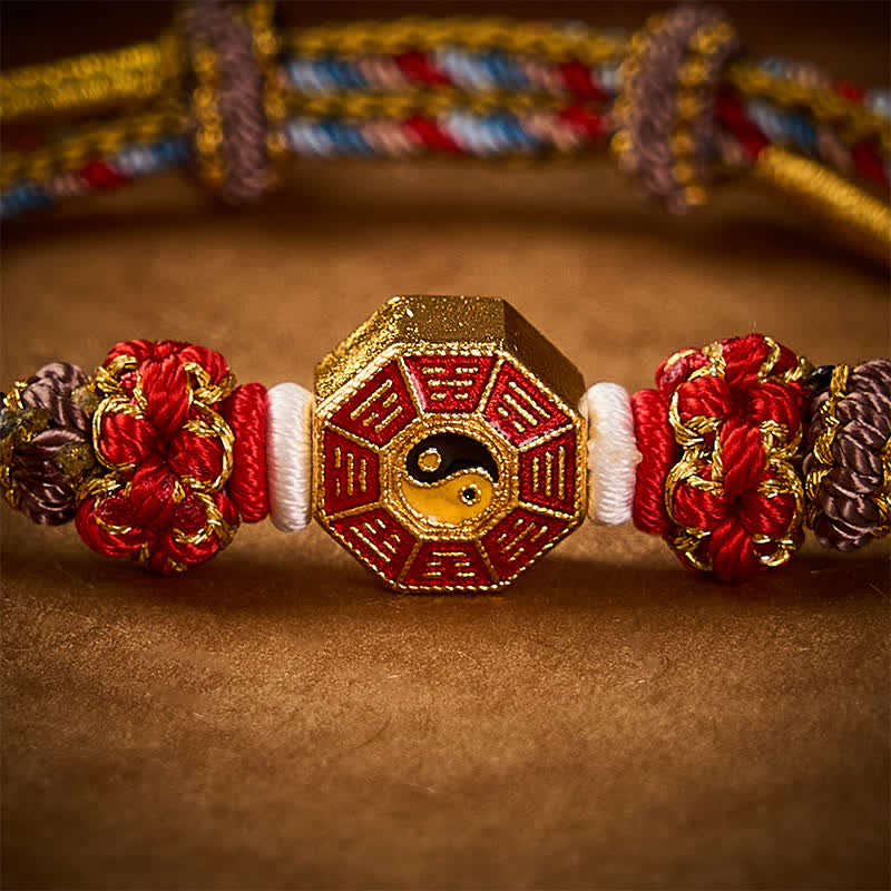 Nimara Ritual Protection Colorful String Bagua Chinese Coin Hand-Woven Tibetan Braided Bracelet