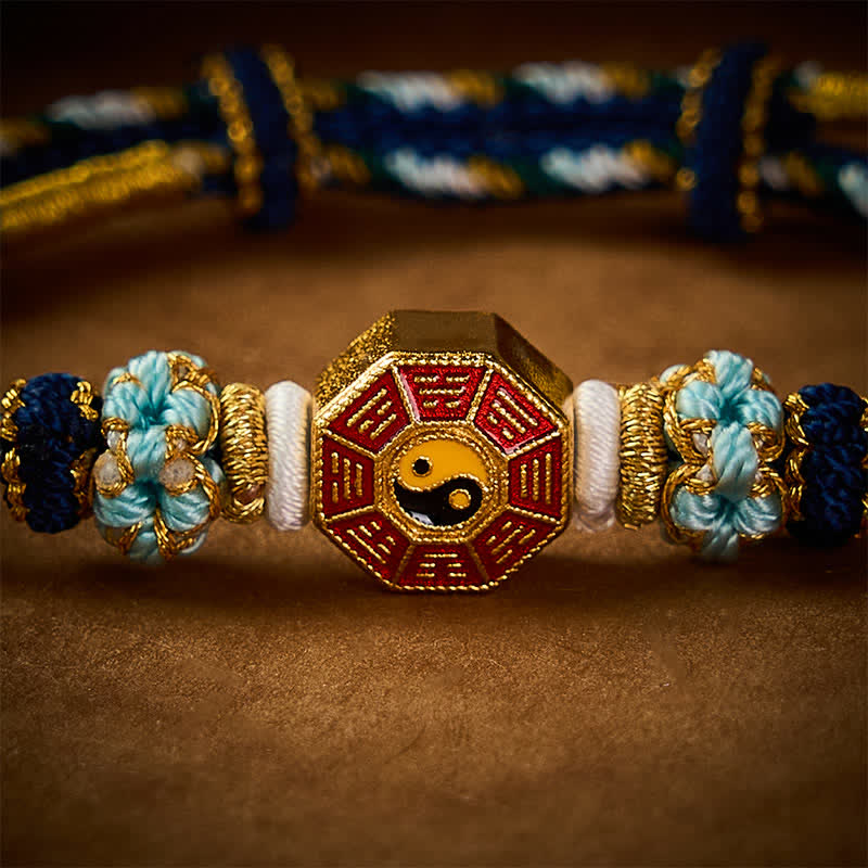 Nimara Ritual Protection Colorful String Bagua Chinese Coin Hand-Woven Tibetan Braided Bracelet