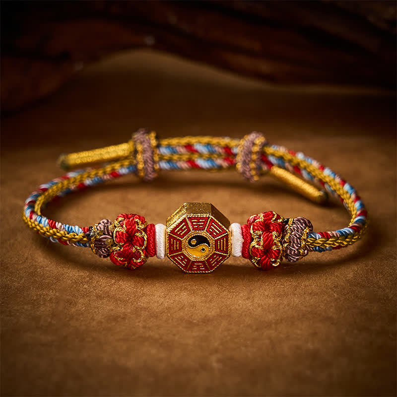 Nimara Ritual Protection Colorful String Bagua Chinese Coin Hand-Woven Tibetan Braided Bracelet