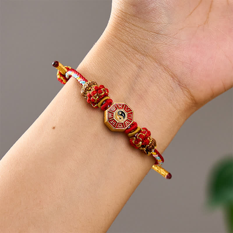 Nimara Ritual Protection Colorful String Bagua Chinese Coin Hand-Woven Tibetan Braided Bracelet