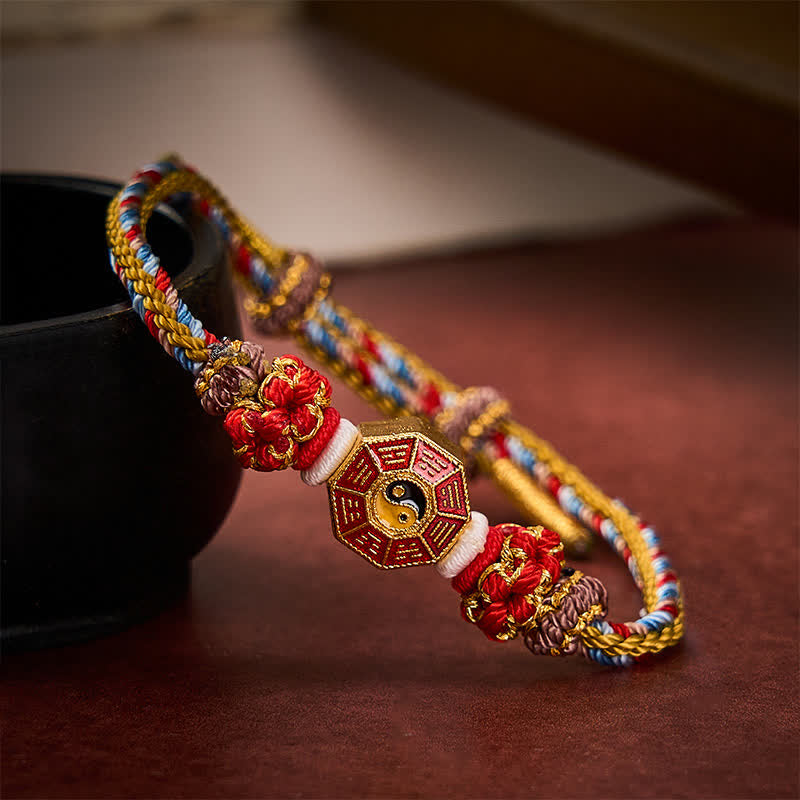 Nimara Ritual Protection Colorful String Bagua Chinese Coin Hand-Woven Tibetan Braided Bracelet