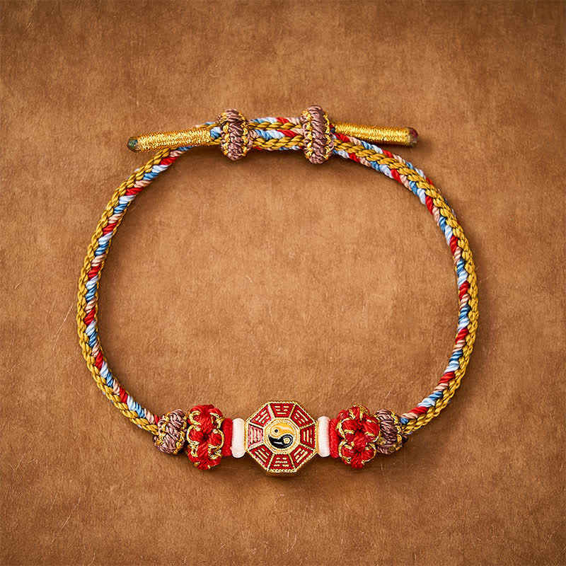 Nimara Ritual Protection Colorful String Bagua Chinese Coin Hand-Woven Tibetan Braided Bracelet