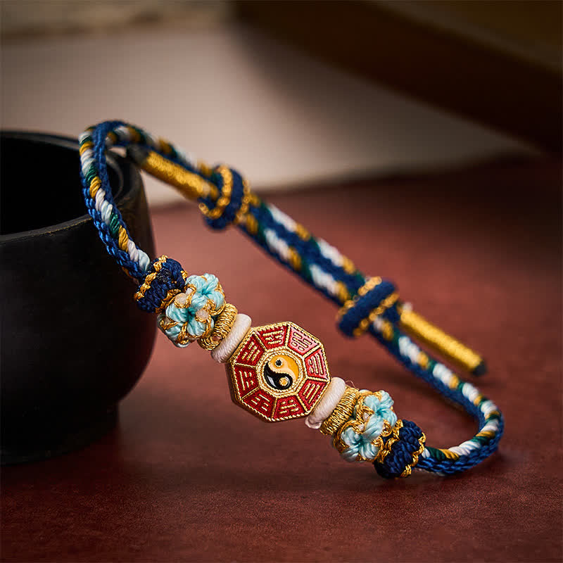 Nimara Ritual Protection Colorful String Bagua Chinese Coin Hand-Woven Tibetan Braided Bracelet