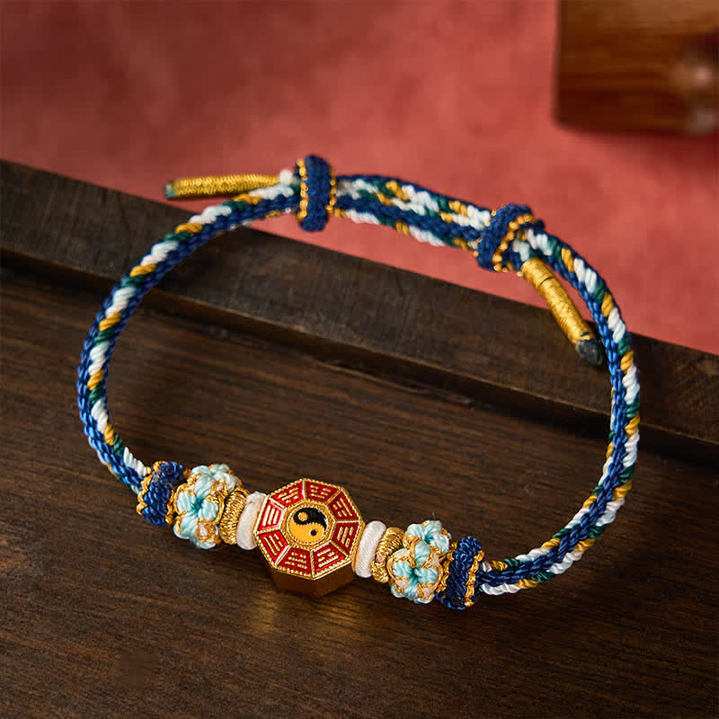 Nimara Ritual Protection Colorful String Bagua Chinese Coin Hand-Woven Tibetan Braided Bracelet