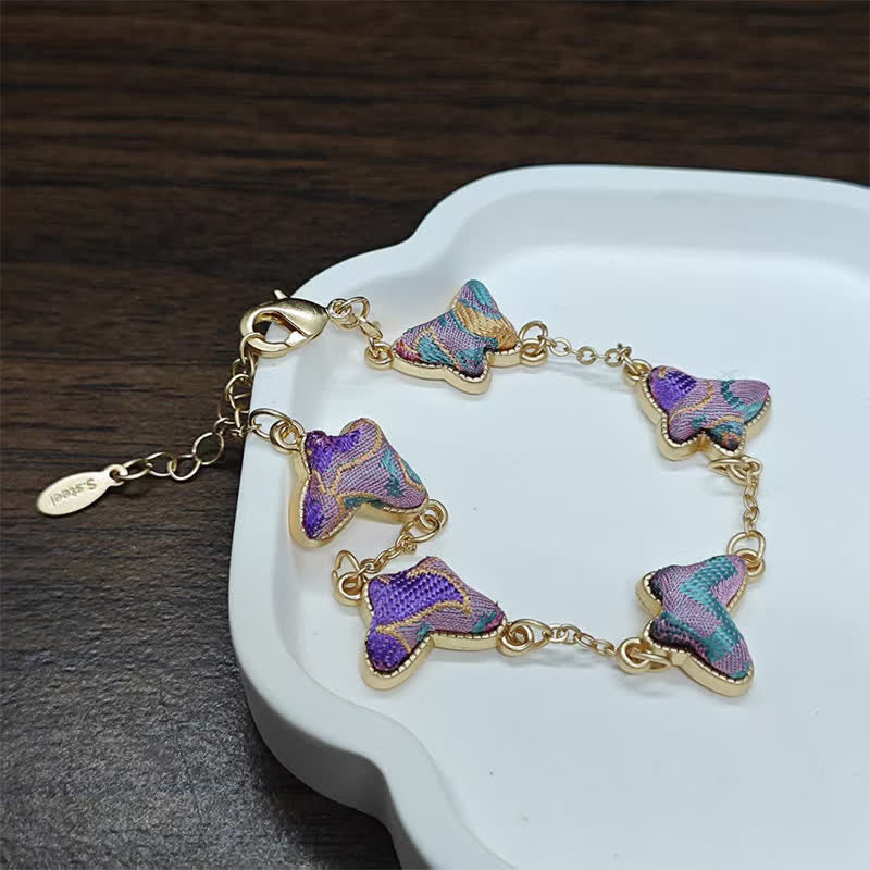 Nimara Ritual Copper Butterfly Love Handcrafted Song Brocade Inlaid Chinese Style Bracelet