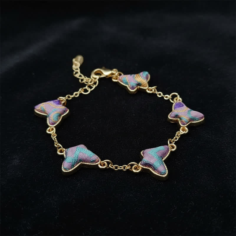 Nimara Ritual Copper Butterfly Love Handcrafted Song Brocade Inlaid Chinese Style Bracelet